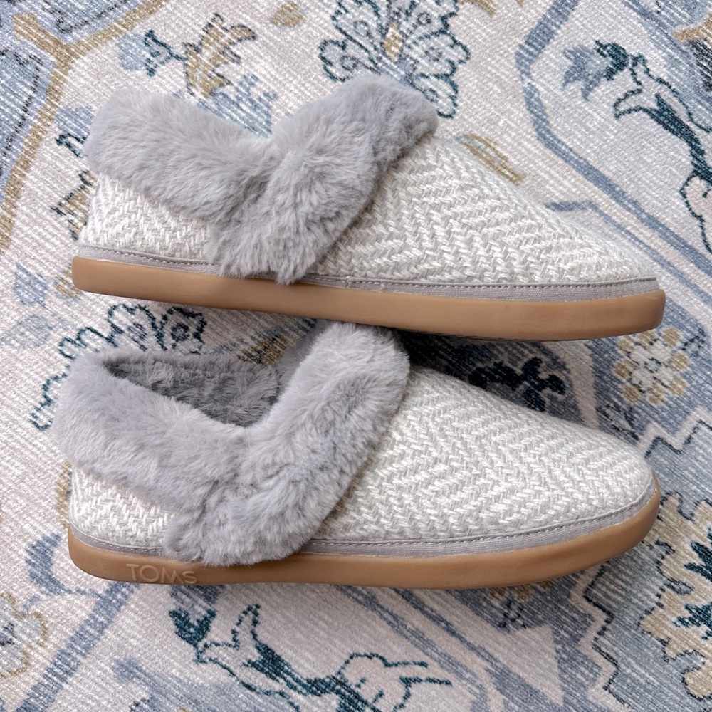 Tom's Oslo Convertible Slipper Drizzle Grey Herringbone Women's Size 7.5 NWOT
